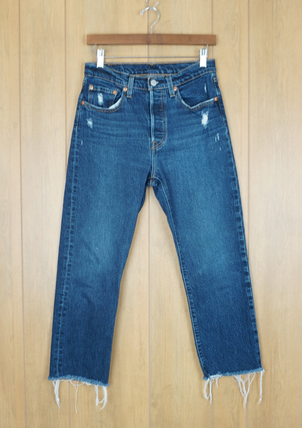 Levi's 501 - Dark Wash - Frayed Hem - 27 x 24