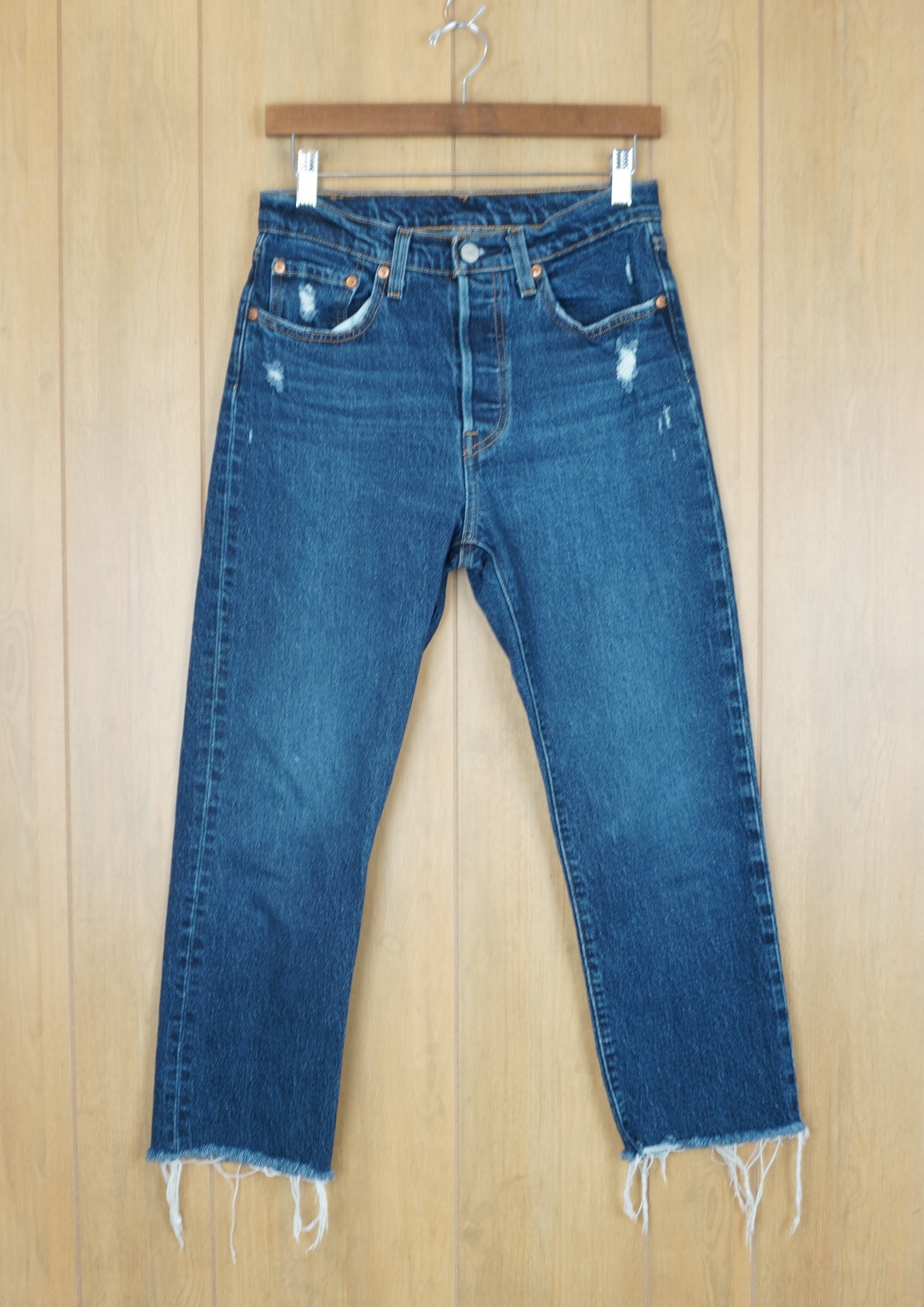 Levi's 501 - Dark Wash - Frayed Hem - 27 x 24