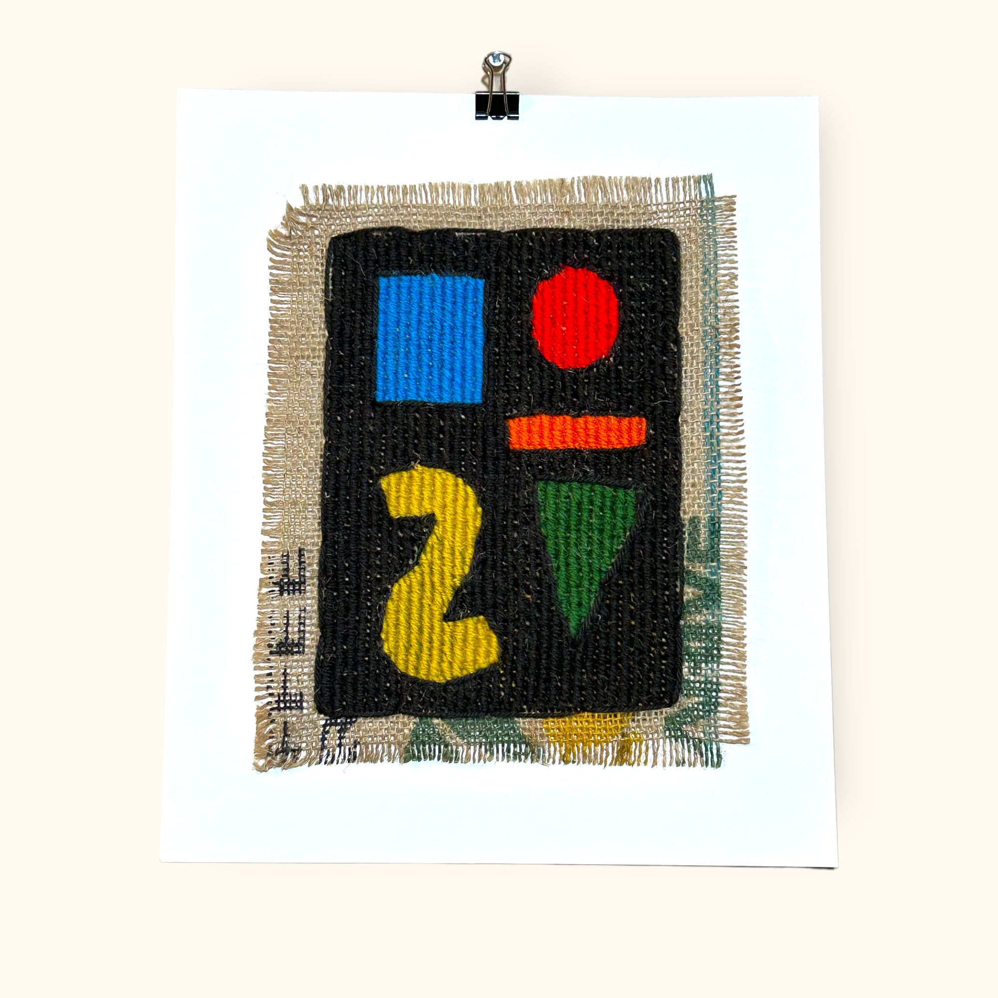 geometric burlap embroidery – shapes in space