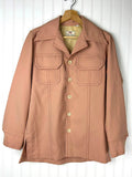 Vintage Levi's Panatela Polyester Button Down Shirt in Peachy Tan with White Buttons, front view