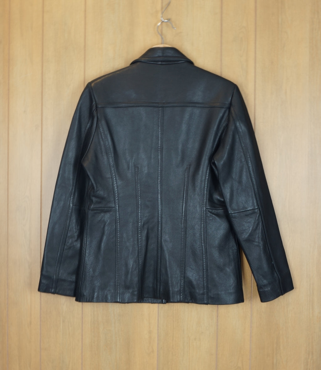 AVANTI Black Leather Button up Jacket