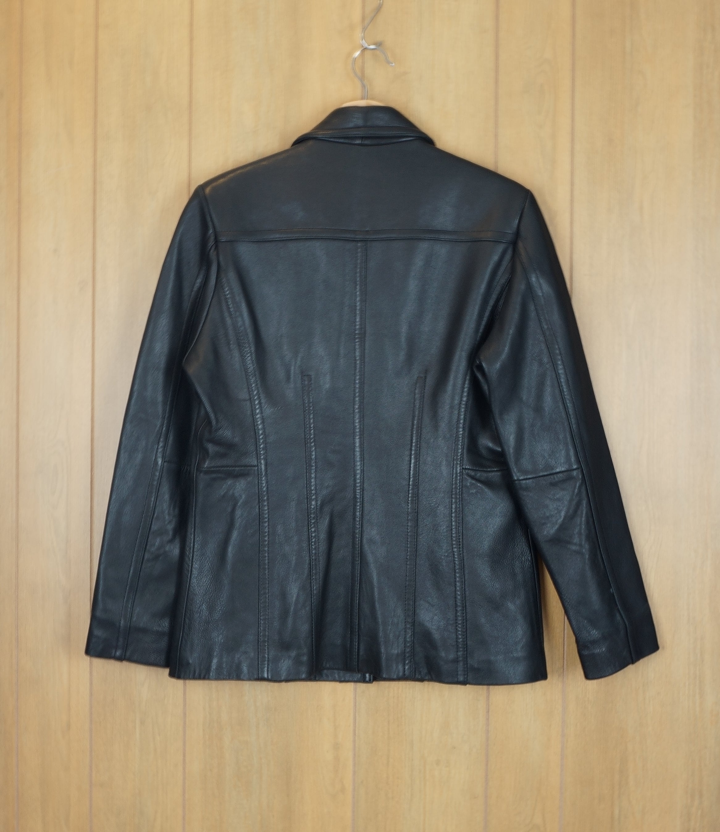 AVANTI Black Leather Button up Jacket